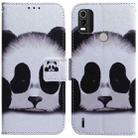 For Nokia C21 Plus Coloured Drawing Leather Phone Case(Panda) - 1