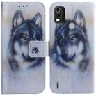 For Nokia C21 Plus Coloured Drawing Leather Phone Case(White Wolf) - 1