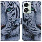 For OnePlus Nord 2T Coloured Drawing Leather Phone Case(Tiger) - 1