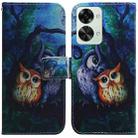 For OnePlus Nord 2T Coloured Drawing Leather Phone Case(Oil Painting Owl) - 1