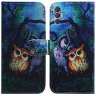 For Tecno Spark 8 Pro Coloured Drawing Leather Phone Case(Oil Painting Owl) - 1
