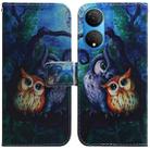 For Honor X7 Coloured Drawing Leather Phone Case(Oil Painting Owl) - 1