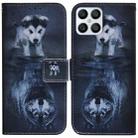 For Honor X8 Coloured Drawing Leather Phone Case(Wolf and Dog) - 1