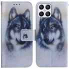 For Honor X8 Coloured Drawing Leather Phone Case(White Wolf) - 1