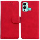 For Infinix Hot 12 Play Skin Feel Pure Color Flip Leather Phone Case(Red) - 1
