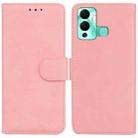 For Infinix Hot 12 Play Skin Feel Pure Color Flip Leather Phone Case(Pink) - 1