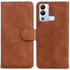 For Infinix Hot 12i Skin Feel Pure Color Flip Leather Phone Case(Brown) - 1