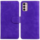 For Motorola Moto G42 Skin Feel Pure Color Flip Leather Phone Case(Purple) - 1