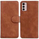 For Motorola Moto G42 Skin Feel Pure Color Flip Leather Phone Case(Brown) - 1