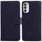 For Motorola Moto G52J Japan Version Skin Feel Pure Color Flip Leather Phone Case(Black) - 1