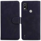 For Nokia C21 Plus Skin Feel Pure Color Flip Leather Phone Case(Black) - 1