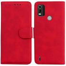 For Nokia C21 Plus Skin Feel Pure Color Flip Leather Phone Case(Red) - 1