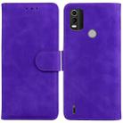 For Nokia C21 Plus Skin Feel Pure Color Flip Leather Phone Case(Purple) - 1