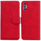 For Tecno Spark 8 Pro Skin Feel Pure Color Flip Leather Phone Case(Red) - 1