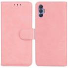 For Tecno Spark 8 Pro Skin Feel Pure Color Flip Leather Phone Case(Pink) - 1