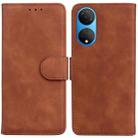 For Honor X7 Skin Feel Pure Color Flip Leather Phone Case(Brown) - 1