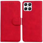 For Honor X8 Skin Feel Pure Color Flip Leather Phone Case(Red) - 1