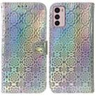 For Motorola Moto G42 Colorful Magnetic Buckle Leather Phone Case(Silver) - 1