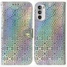 For Motorola Moto G52J Japan Version Colorful Magnetic Buckle Leather Phone Case(Silver) - 1