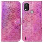 For Nokia C21 Plus Colorful Magnetic Buckle Leather Phone Case(Pink) - 1