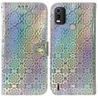 For Nokia C21 Plus Colorful Magnetic Buckle Leather Phone Case(Silver) - 1