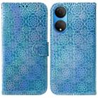 For Honor X7 Colorful Magnetic Buckle Leather Phone Case(Blue) - 1