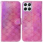 For Honor X8 Colorful Magnetic Buckle Leather Phone Case(Pink) - 1