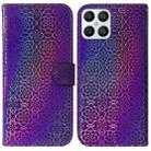 For Honor X8 Colorful Magnetic Buckle Leather Phone Case(Purple) - 1