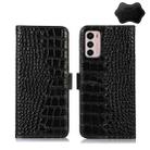 For Motorola Moto G42 Crocodile Top Layer Cowhide Leather Phone Case(Black) - 1