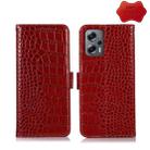 For Xiaomi Redmi Note 11T Pro Crocodile Top Layer Cowhide Leather Phone Case(Red) - 1