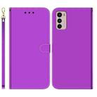 For Motorola Moto G42 Imitated Mirror Surface Horizontal Flip Leather Phone Case(Purple) - 1