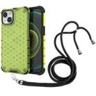 For iPhone 14 Lanyard Honeycomb Phone Case (Green) - 1