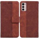 For Motorola Moto G42 Geometric Embossed Leather Phone Case(Brown) - 1