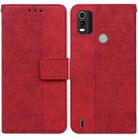 For Nokia C21 Plus Geometric Embossed Leather Phone Case(Red) - 1