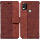 For Nokia C21 Plus Geometric Embossed Leather Phone Case(Brown) - 1