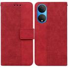 For Honor X7 Geometric Embossed Leather Phone Case(Red) - 1