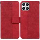 For Honor X8 Geometric Embossed Leather Phone Case(Red) - 1