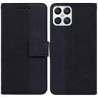 For Honor X8 Geometric Embossed Leather Phone Case(Black) - 1