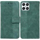 For Honor X8 Geometric Embossed Leather Phone Case(Green) - 1