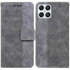 For Honor X8 Geometric Embossed Leather Phone Case(Grey) - 1