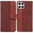 For Honor X8 Geometric Embossed Leather Phone Case(Brown) - 1