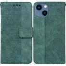 For iPhone 14 Geometric Embossed Leather Phone Case (Green) - 1