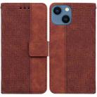 For iPhone 14 Geometric Embossed Leather Phone Case (Brown) - 1