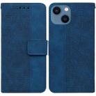 For iPhone 14 Plus Geometric Embossed Leather Phone Case (Blue) - 1