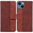 For iPhone 14 Plus Geometric Embossed Leather Phone Case (Brown) - 1