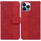 For iPhone 14 Pro Max Geometric Embossed Leather Phone Case (Red) - 1