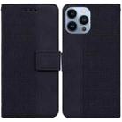 For iPhone 14 Pro Max Geometric Embossed Leather Phone Case (Black) - 1