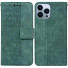 For iPhone 14 Pro Max Geometric Embossed Leather Phone Case (Green) - 1