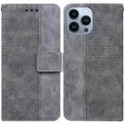 For iPhone 14 Pro Max Geometric Embossed Leather Phone Case (Grey) - 1