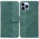 For iPhone 14 Pro Geometric Embossed Leather Phone Case(Green) - 1
